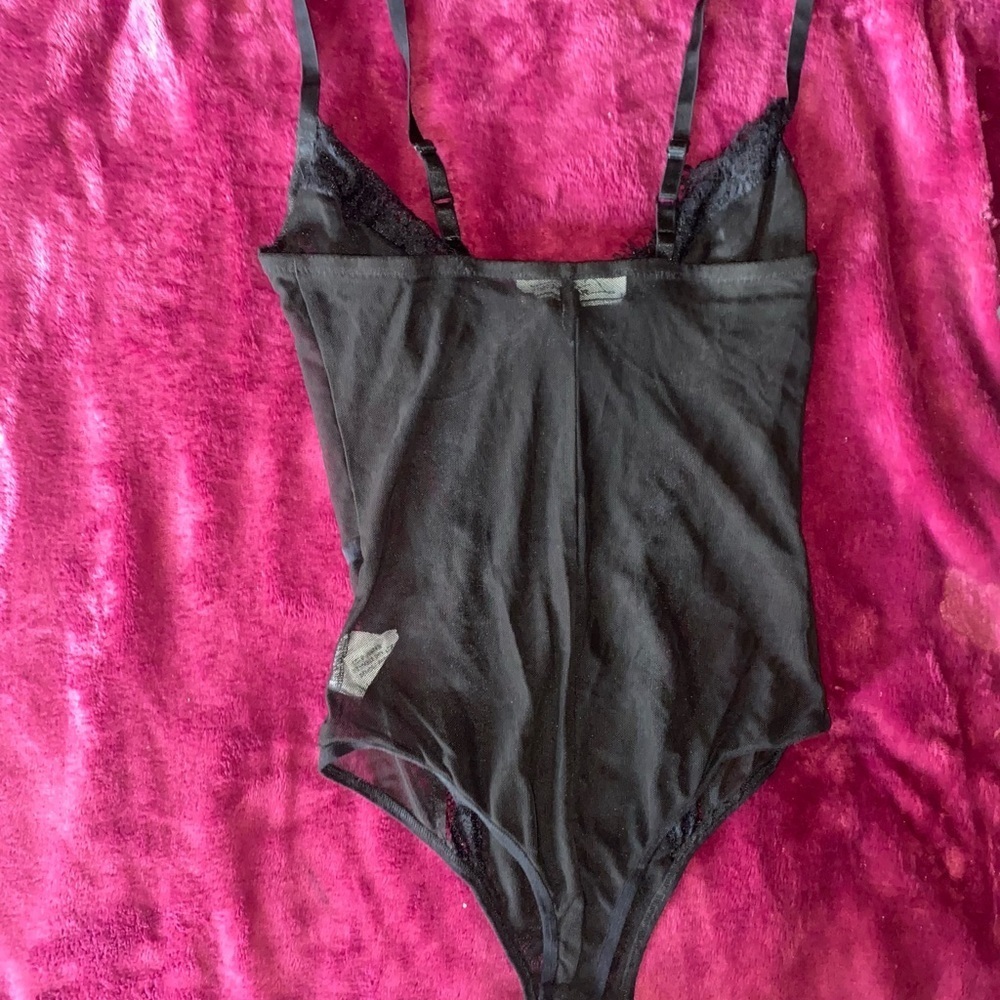 Black Lace Mesh One Piece Lingerie - Picture 2 of 4